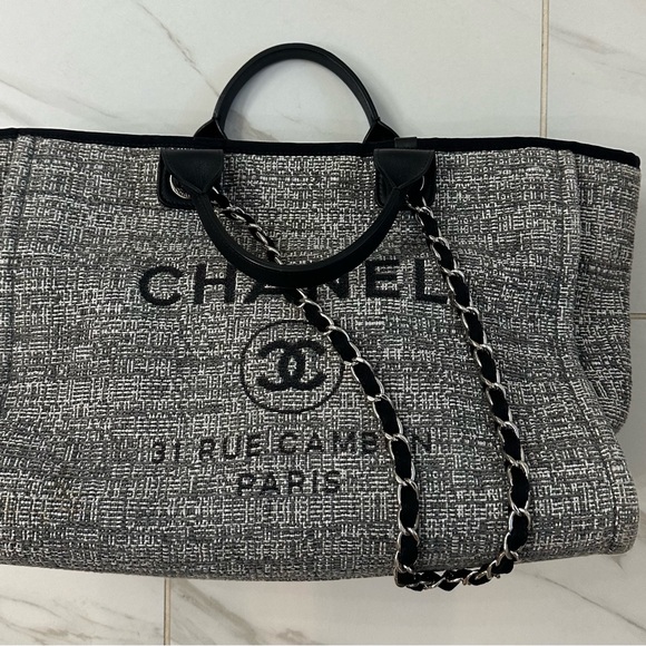 Chanel Canvas Large Deauville Charcoal Tote - Picture 15 of 16
